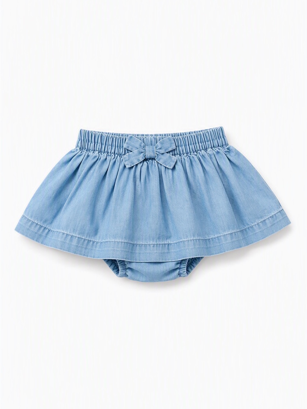 3/10$ Baby Gap 1969 Coquette Light Wash Denim Ruffle Skirted Bummies Skort 0-3M